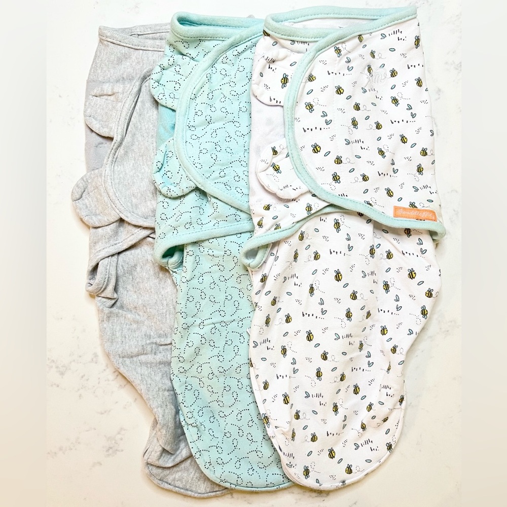 SwaddleMe Easy Change Swaddle 3-pack, Small/Medium, 0-3 months, Little Bees